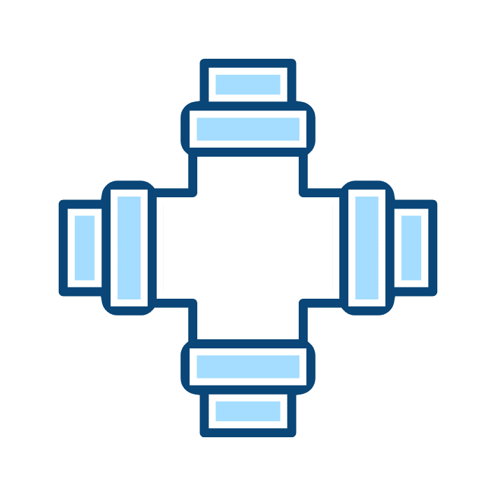 four way pipe connector icon